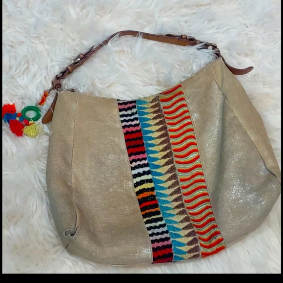 Anthropologie Jasper and Jeera gold and metallic colorful embroidered purse - Picture 4 of 16